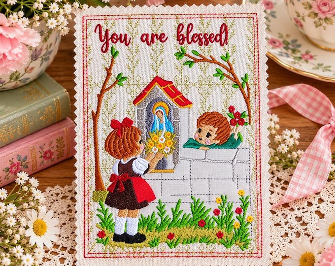 ITH Blessings card Machine embroidery design - Instant download file