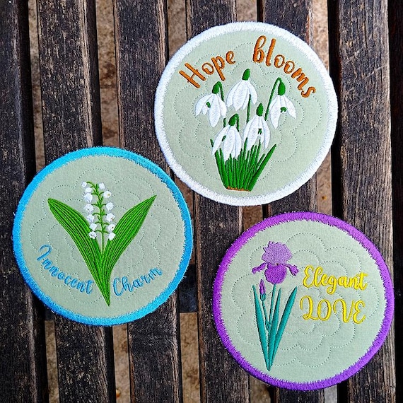 ITH Blooming bliss coasters Machine embroidery designs - Instant download file