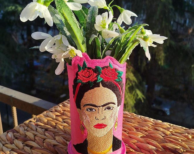 ITH Mexican girl Vase Machine embroidery design - Instant download file