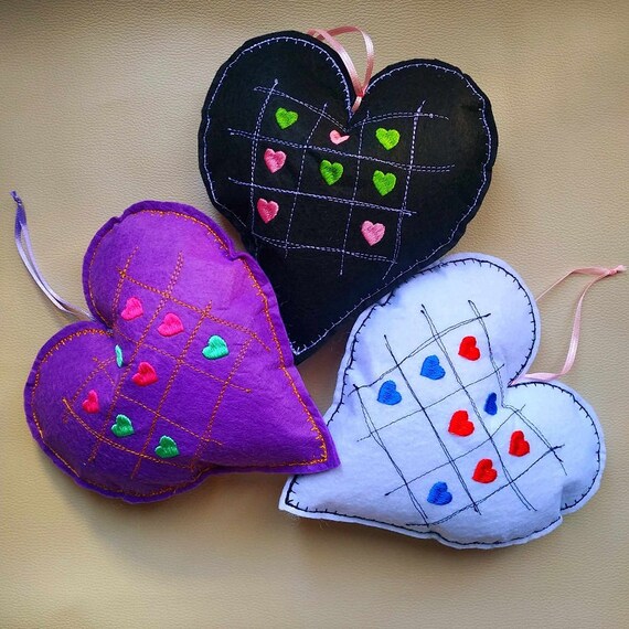 ITH Felt hearts ornament Machine embroidery design - tutorial included - Instant download file