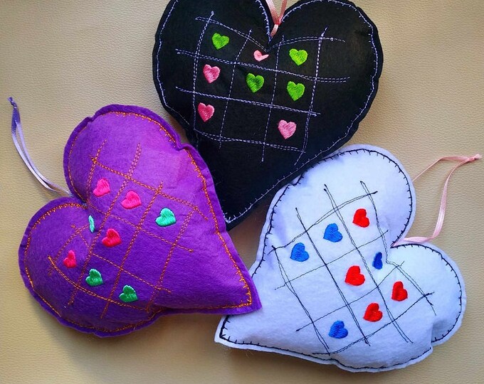 ITH Felt hearts ornament Machine embroidery design - tutorial included - Instant download file