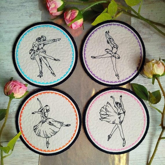 ITH Ballerinas Little Coasters Machine embroidery designs - Instant download files