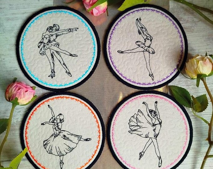 ITH Ballerinas Little Coasters Machine embroidery designs - Instant download files