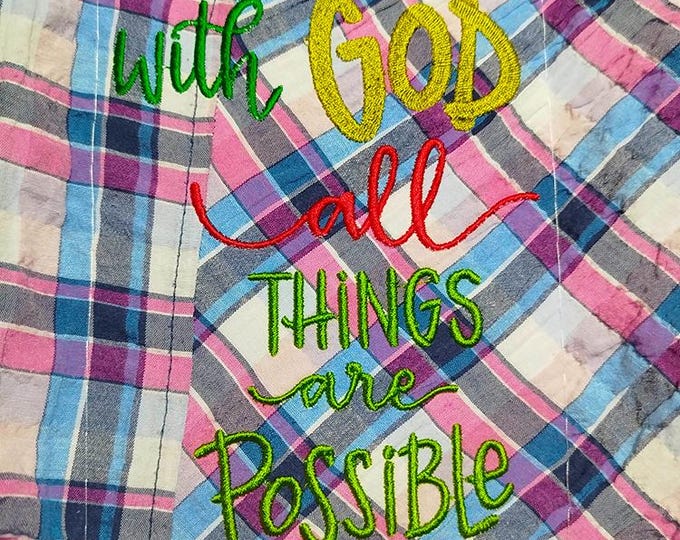 With God all things are possible Machine embroidery design - Instant download file