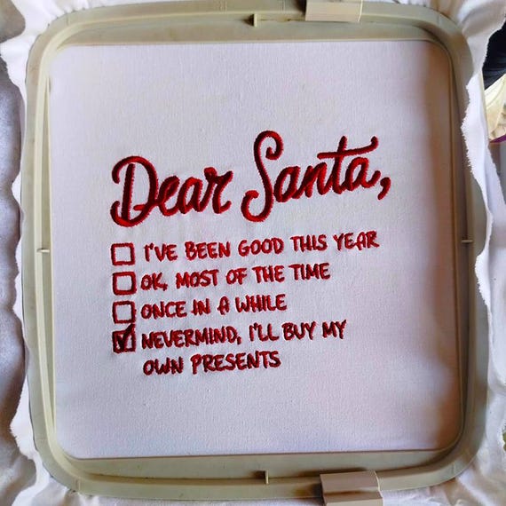 Letter to Santa Machine embroidery design - Instant download file