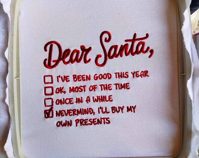 Letter to Santa Machine embroidery design - Instant download file