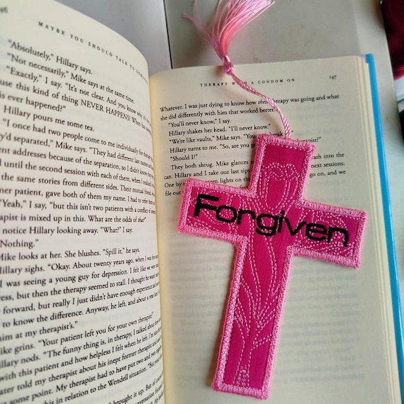 ITH Forgiven cross bookmark - machine embroidery design - Instant download file