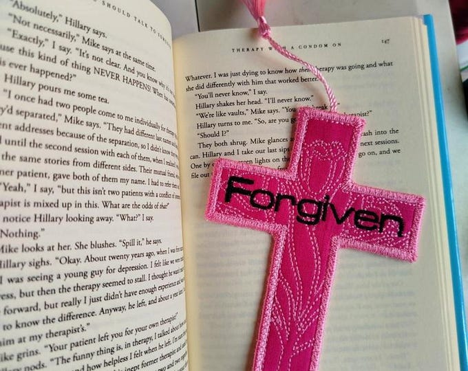 ITH Forgiven cross bookmark - machine embroidery design - Instant download file