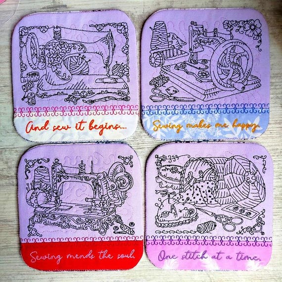 ITH Sew pretty coasters Machine embroidery designs - Instant download files