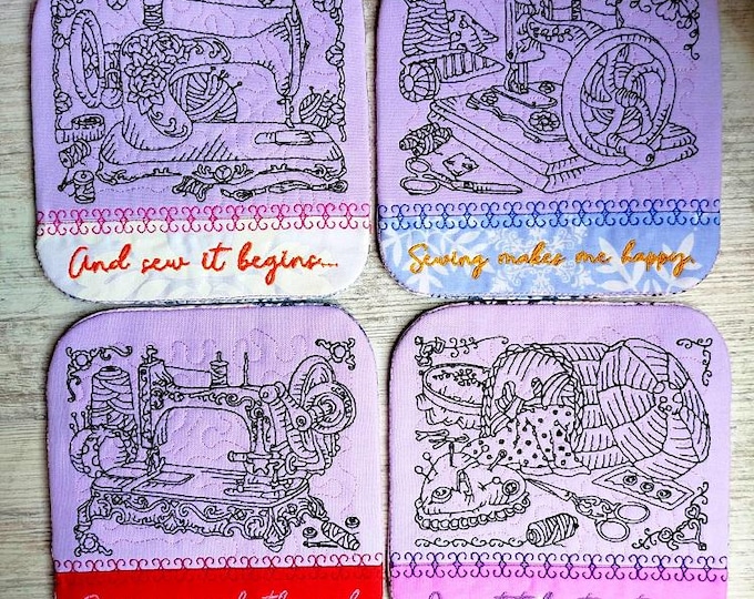 ITH Sew pretty coasters Machine embroidery designs - Instant download files