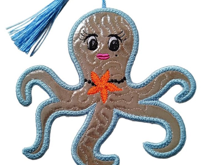 ITH Rosie the octopus bookmark - Machine embroidery design - Instant download file