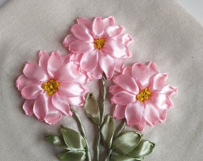 Featured listing image: Floral ribbon embroidery Tutorial - instant download