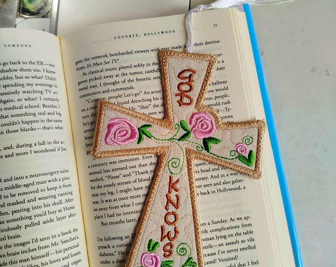 ITH God knows bookmark Machine embroidery design - Instant download file