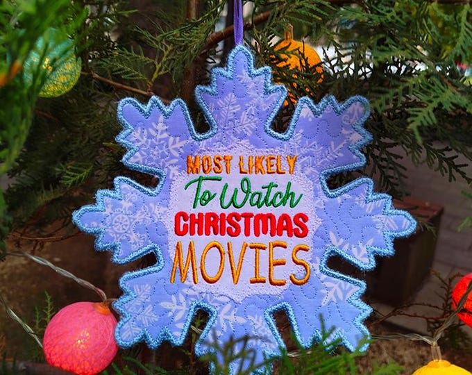 ITH Christmas movies huge snowflake Machine embroidery design - Instant download file