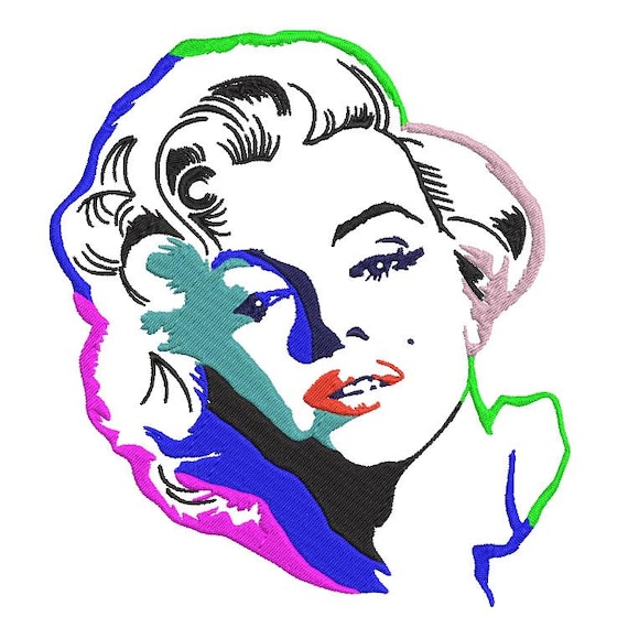 Colorful Marilyn Machine embroidery design - Instant download file