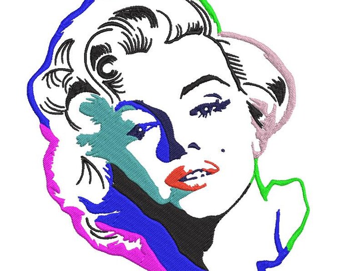 Colorful Marilyn Machine embroidery design - Instant download file