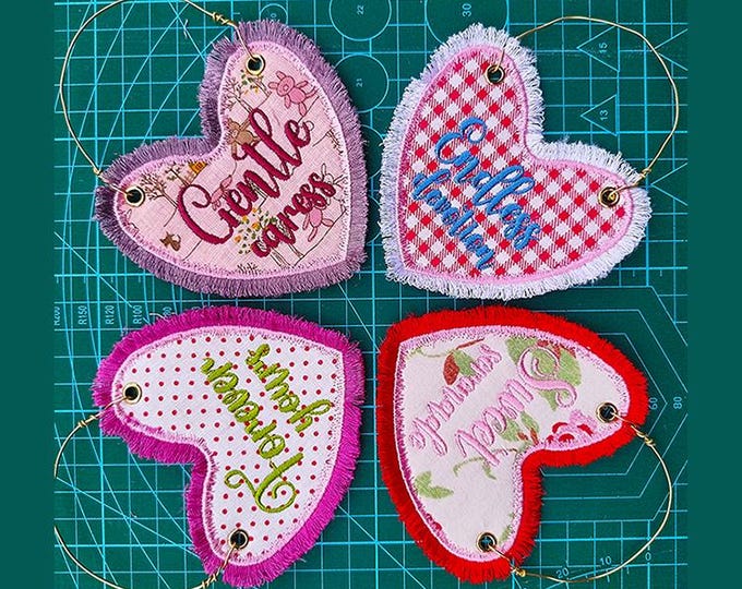 ITH Fringed love hearts Machine embroidery designs - Instant download file