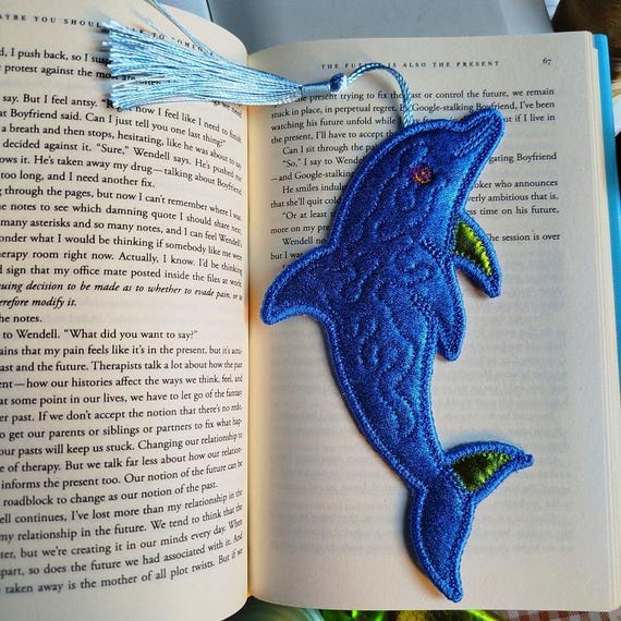 ITH Dolphin bookmark Machine embroidery design - Instant download file
