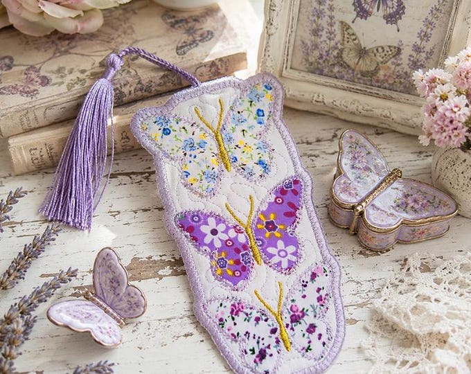 ITH Three butterflies bookmark Machine embroidery design - Instant download  file
