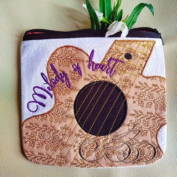 ITH Melody of heart purse Machine embroidery design - Instant download file