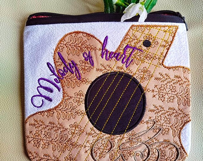 ITH Melody of heart purse Machine embroidery design - Instant download file