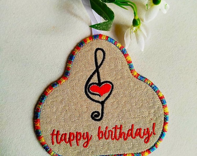 ITH Happy birthday ornament Machine embroidery design - Instant download file