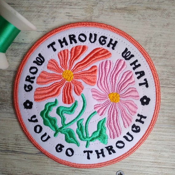 ITH Grow through what you go through coaster Machine embroidery design - Instant download file