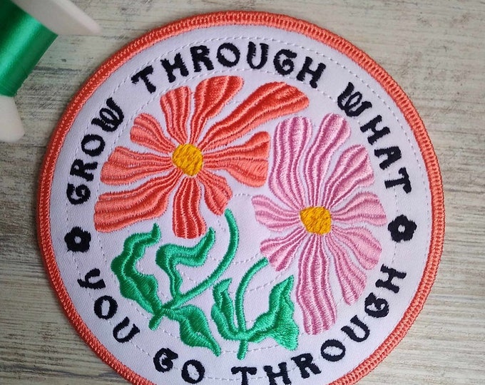 ITH Grow through what you go through coaster Machine embroidery design - Instant download file