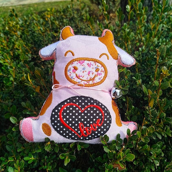 ITH Lovable cow stuffie Machine embroidery design - Instant download file