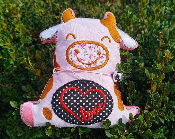 ITH Lovable cow stuffie Machine embroidery design - Instant download file