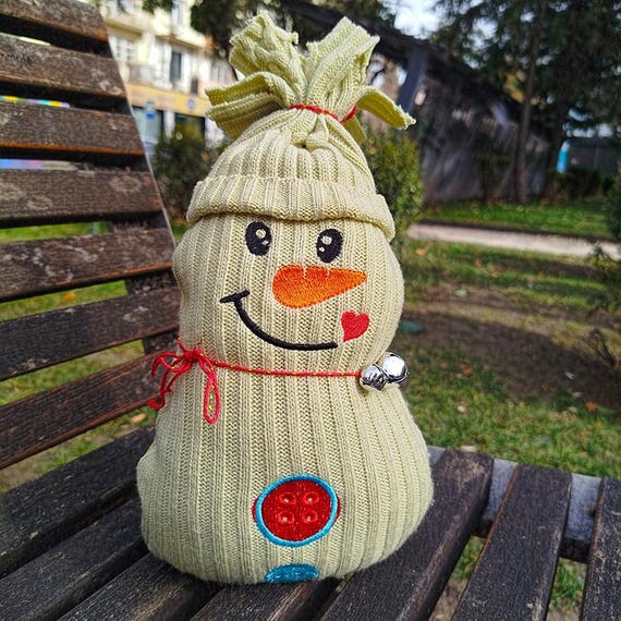 ITH Huge sock snowman from your knit jacket machine embroidery design - Instant download file