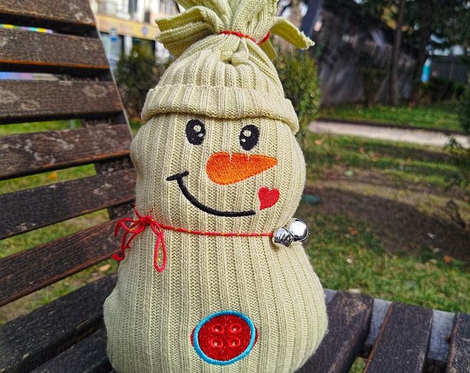 ITH Huge sock snowman from your knit jacket machine embroidery design - Instant download file