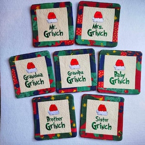 ITH Grinch Family Becher - Maschinenstickerei - Sofortiger Download