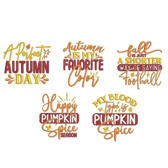 Fall sayings machine embroidery designs set, embroidery templates - Instant download  file