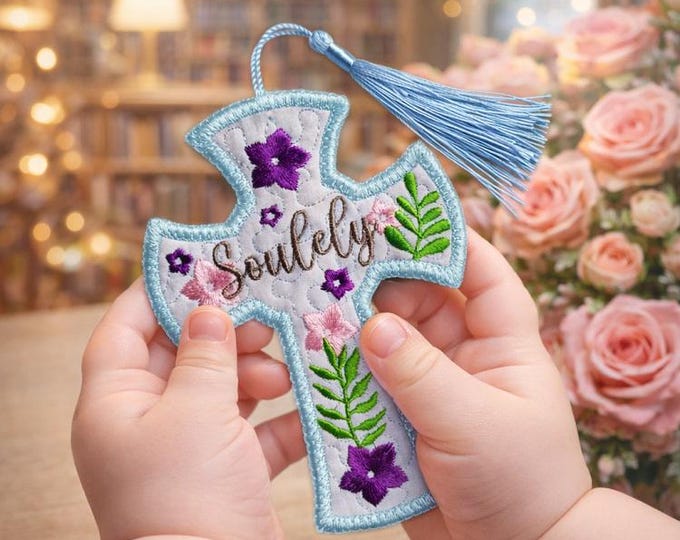 ITH Soulely cross bookmark machine embroidery design - Instant download file