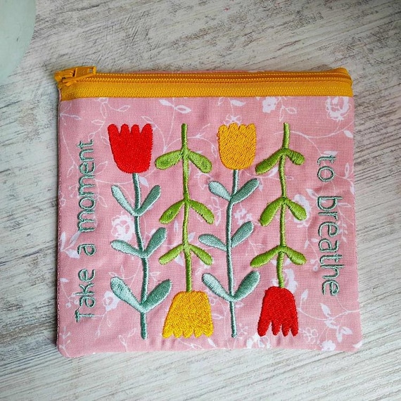 ITH Take a moment to breathe purse - Fully lined - Machine embroidery - Instant download file
