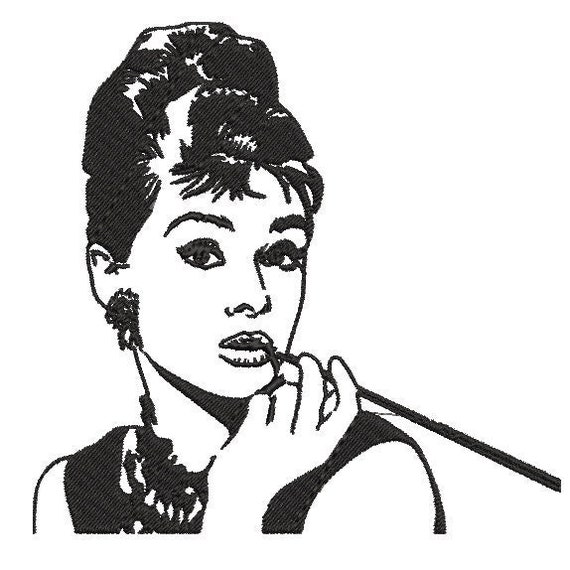 Audrey Hepburn machine embroidery design - instant download