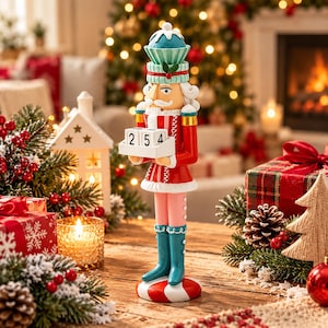 Calendario perpetuo Cascanueces, decoración festiva para mesa (39,5 cm)