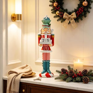Nutcracker Perpetual Calendar, Festive Holiday Tabletop Decor (39.5cm)