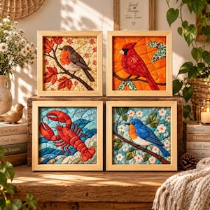 DIY Fågel Kinusaiga Kit, Quiltad Applikationshantverk, Långsam Sömnadskit, Natur Sömnadsgåva