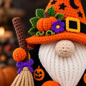 Halloween Witch Gnome Crochet Pattern PDF, Witch Gnome  Amigurumi Crochet Tutorial, Gnome Pattern Digital Download,Spooky Fall Decor