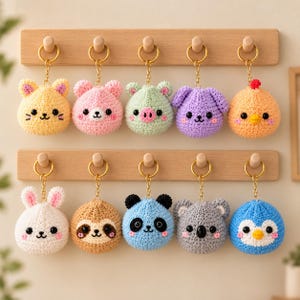 Animal Keychain Crochet Patterns Bundle, Mini Amigurumi Animals, Beginner Friendly PDF Collection, Kawaii Crochet Charms, Digital Download