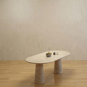 Ellipse Travertine Marble Dining Table