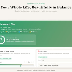Digital Life Planner Mini Web App Daily Organizer Task Manager Personal Productivity Tool for Busy People and Goal Planning