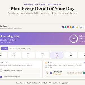Daily Planner Mini Web App Daily Schedule Organizer Digital Productivity Tool Task Manager and Time Management Planner