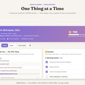 ADHD Planner Mini Web App Daily Task Organizer Routine Tracker and Digital Productivity Tool for Better Focus