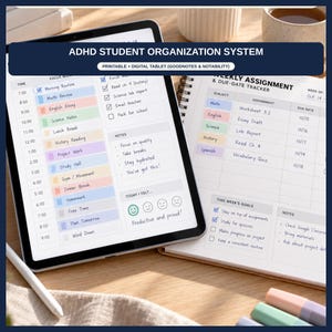 ADHD Student Planner Printable & Fillable | Academic Assignment  and Homework Organizer for Teens | College High School Focus Study Tool