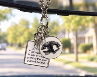 Colgante conmemorativo personalizado para coche con la huella de la nariz de un perro o gato, decoración para el espejo retrovisor con la huella de la nariz, adorno personalizado para el espejo retrovisor del coche en memoria de una mascota fallecida.