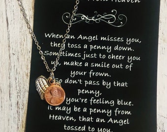 Penny from Heaven • Pennies from Heaven • Memorial necklace • Memorial jewelry • Miniature Penny • In memory jewelry • Funeral gift •