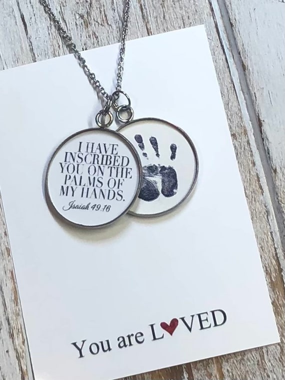Isaiah 49:16 • Handprint necklace • Child handprint charm • Child’s  handprint jewelry • Gift for mom • New mom gift • Custom Handprint charm